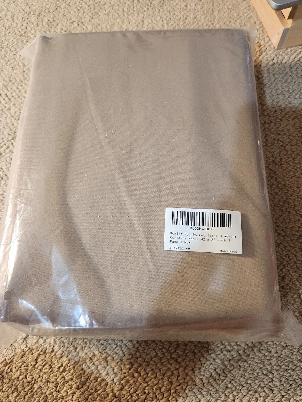 Brand New Rod Pocket Blackut Curtains Khaki Color 42 x 63 Inches 2 Pack